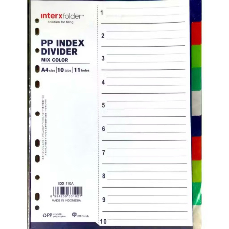 

Index Divider Inter-X A4 (10 Tab) Pembatas Kertas