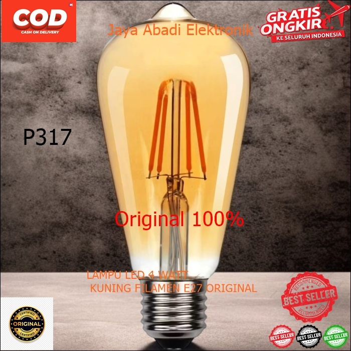 P317 LAMPU LED 4 WATT KUNING FILAMEN E27 ORIGINAL BISA PAKAI DIMMER BOHLAM SNI LAMP BULB BULD LED CA
