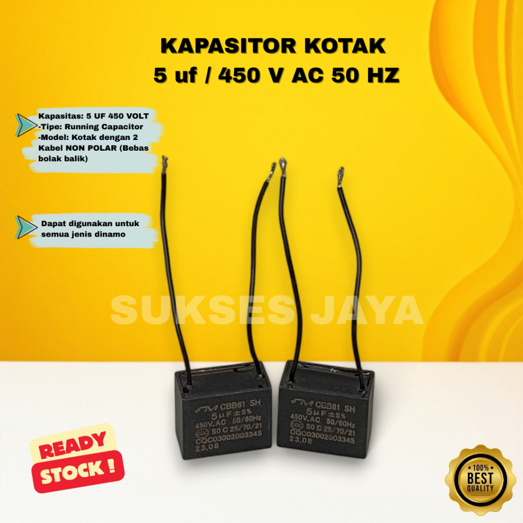 Kapasitor Kotak 5 uf / 450 V AC 50 HZ