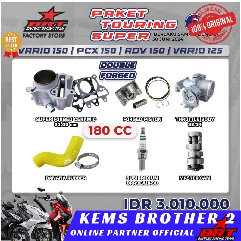 BLOK BRT VARIO 150 PCX ADV PLUS CAM DAN TB PAKET TOURING SUPER 6 FREE BUSI BRT ORIGINAL