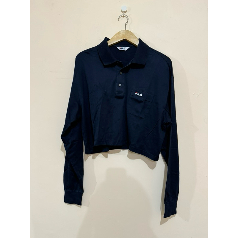 Preloved/Thrift Crop Top Navy Fila Korean Style