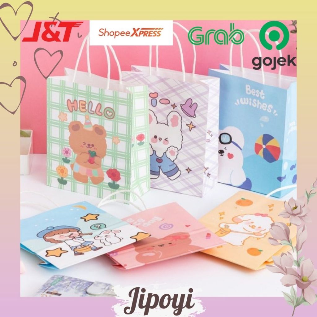 

Tas Kertas Paper Bag Bungkus Wadah Tempat Kado Motif Beruang Hadiah Anak Aesthetic Lucu