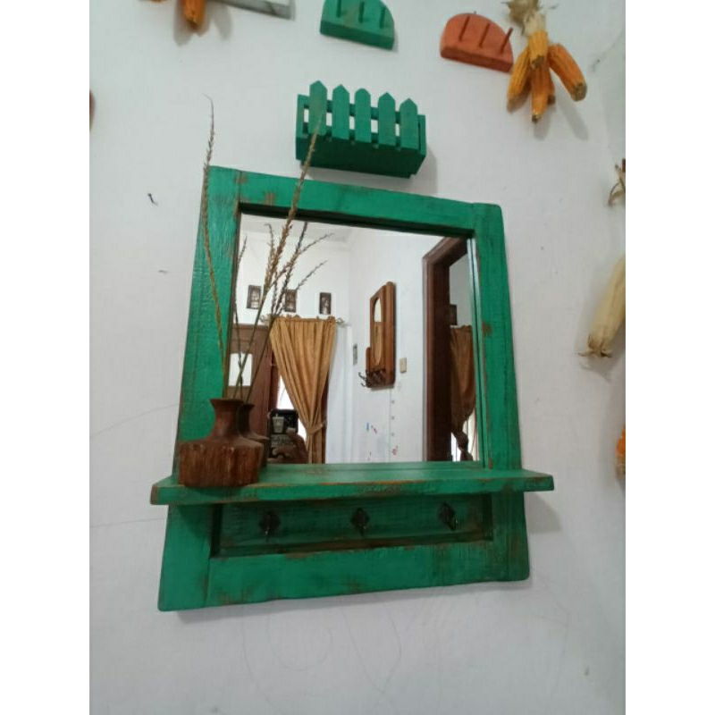 cermin dinding vintage model jadul free packing kayu