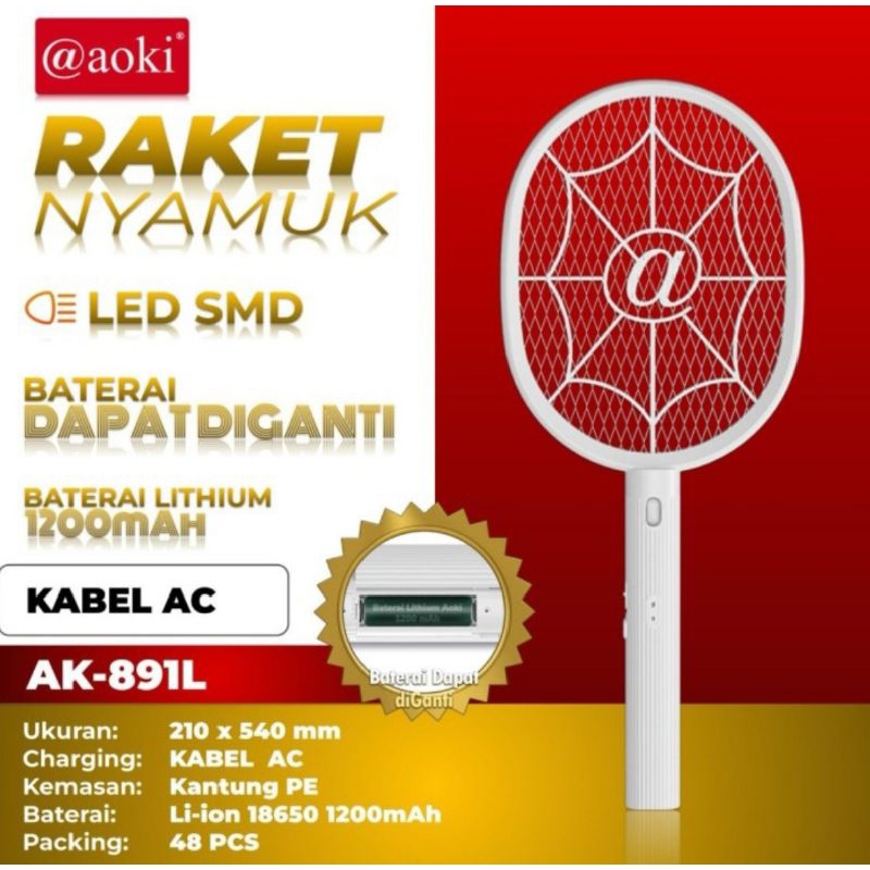 Raket Nyamuk Aoki AK-891L Baterai Lithium