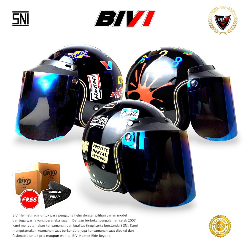 HELM Bogo Motif - BG Racing-Crozz-Pow SNI Half Face Pria Wanita Dewasa