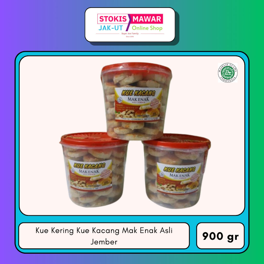 Kue Kering Kue Kacang Original Mak Enak Asli Jember 900 gr / Kue Lebaran Kue Kacang Kemasan Toples