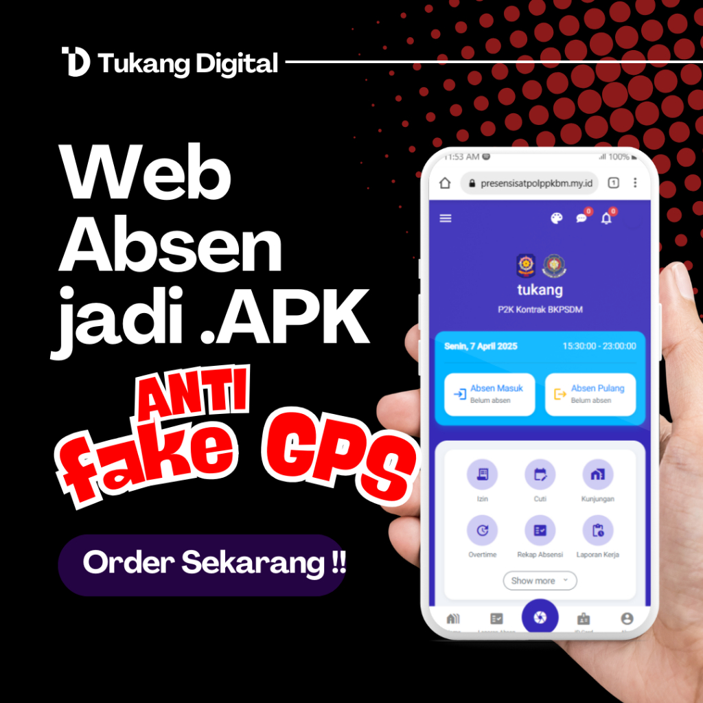 Jasa Pembuatan Aplikasi Absen Karyawan Pegawai Android berbasis Website Anti Fake GPS Lokasi