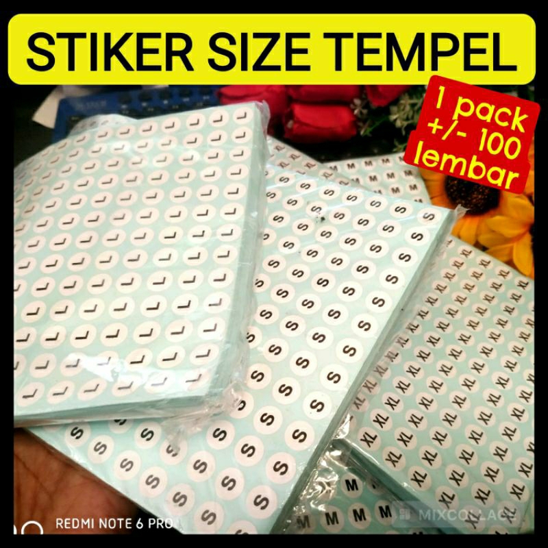 Sticker size tempel ukuran S M L XL XXL