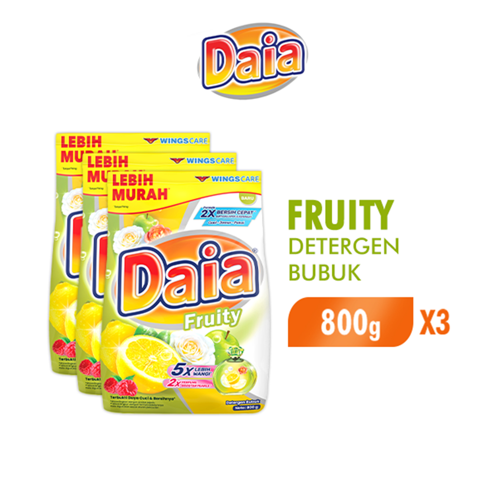 Daia Detergen Bubuk Fruity 800 g x3