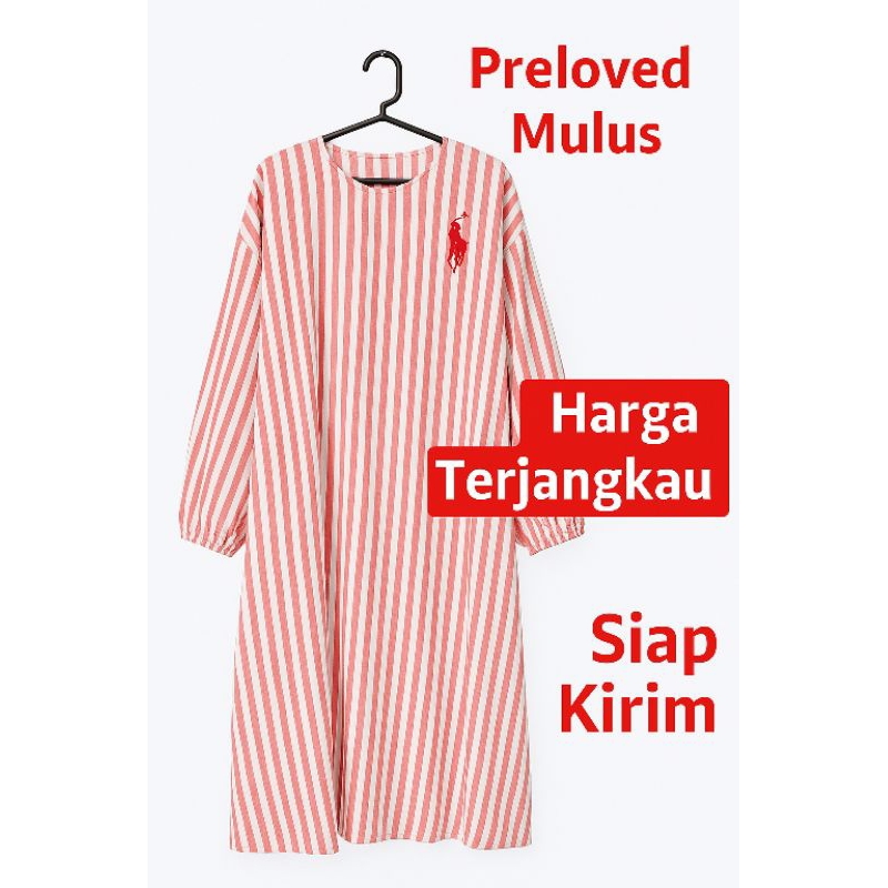 [PRELOVED] Dress Stripes Preloved Casual Longgar Wanita - Lengan Panjang, Adem, Nyaman