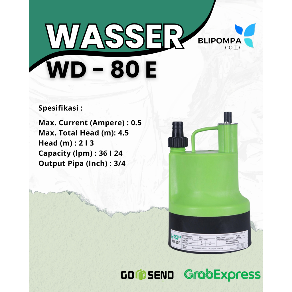 POMPA AIR SUBMERSIBLE / POMPA CELUP WASSER WD 80 E - POMPA AIR CELUP
