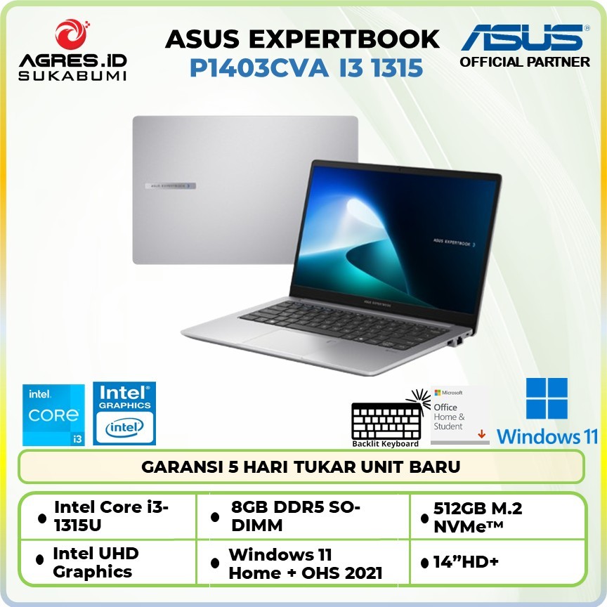 Asus Expertbook P1403CVA Intel Core i3-1315U / 16GB 512GB SSD /14 FHD / Win 11 Home+OHS