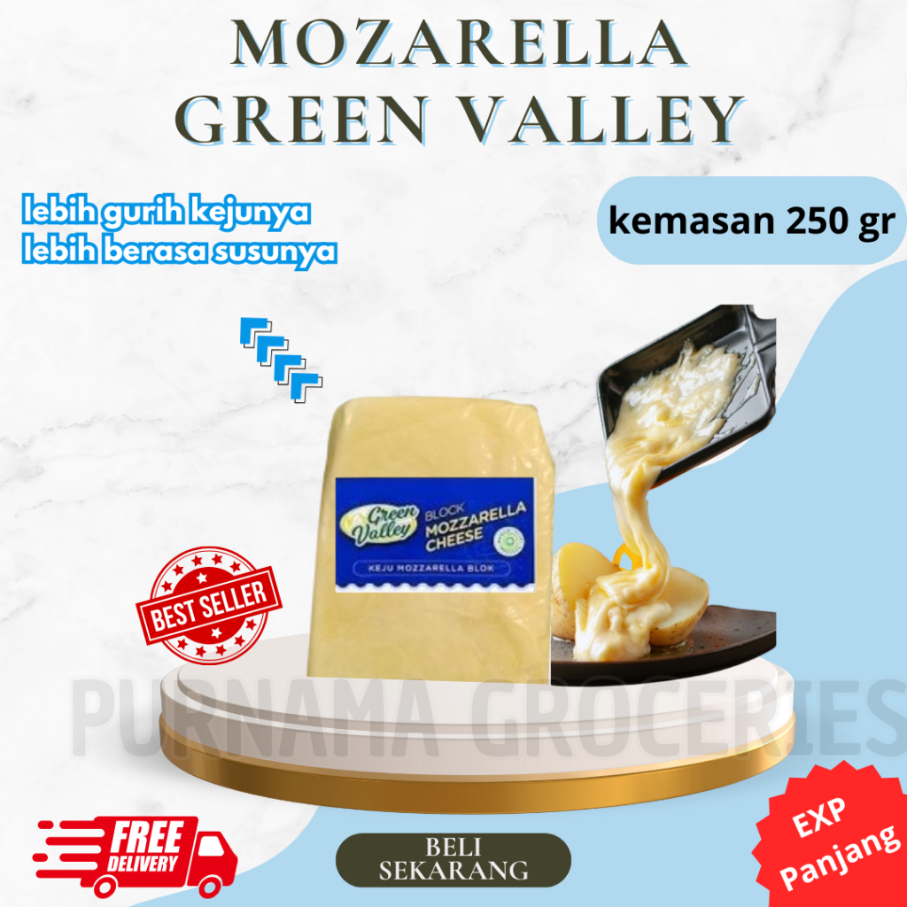 

Green Valley Mozarella 250 Gram Cheese Premium Keju Mozarella Lumer Termurah Terlaris