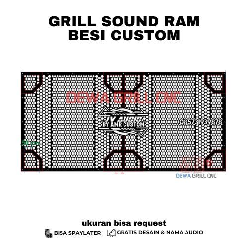 Grill Sound Custom Ukuran Desain Bebas Tutup Ram Speaker