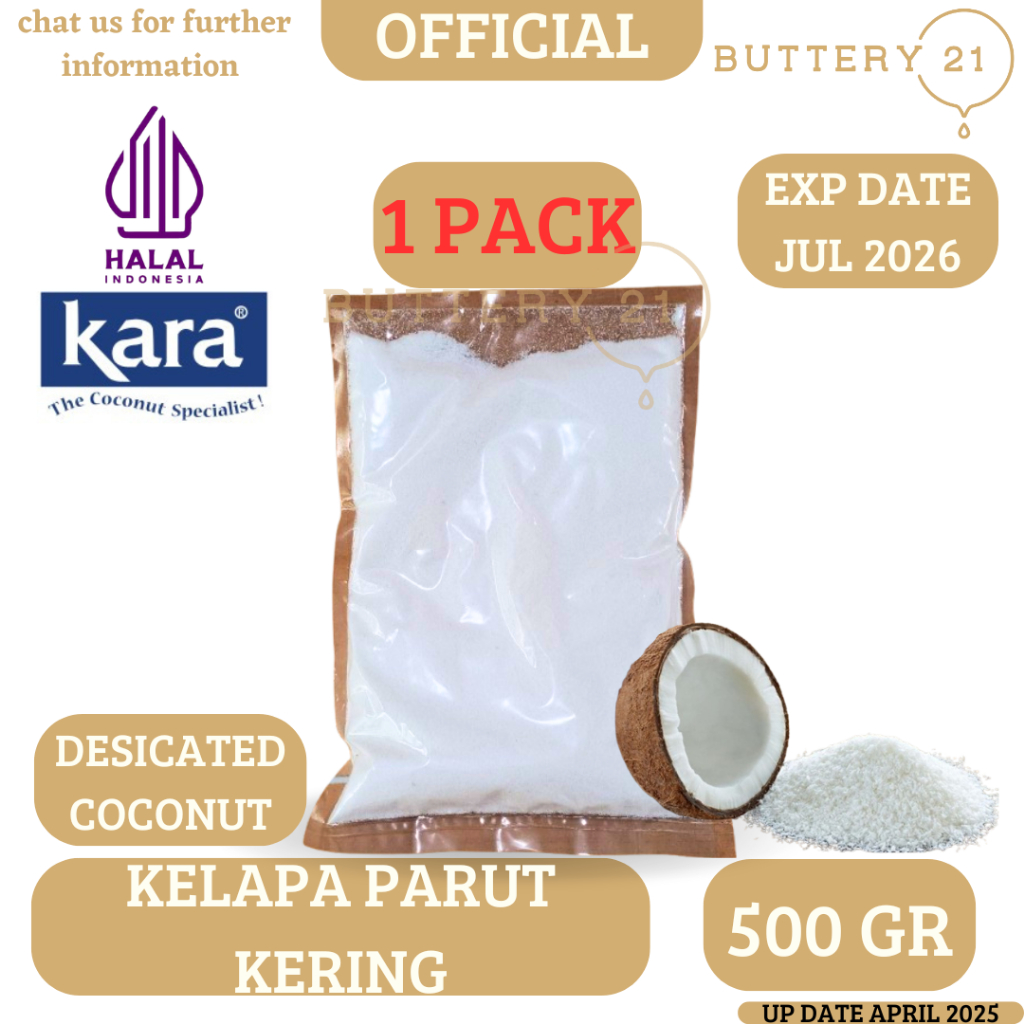 KARA KELAPA PARUT KERING/DESSICATED COCONUT 500 GR, 100 GR/BUBUK KELAPA PARUT KERING