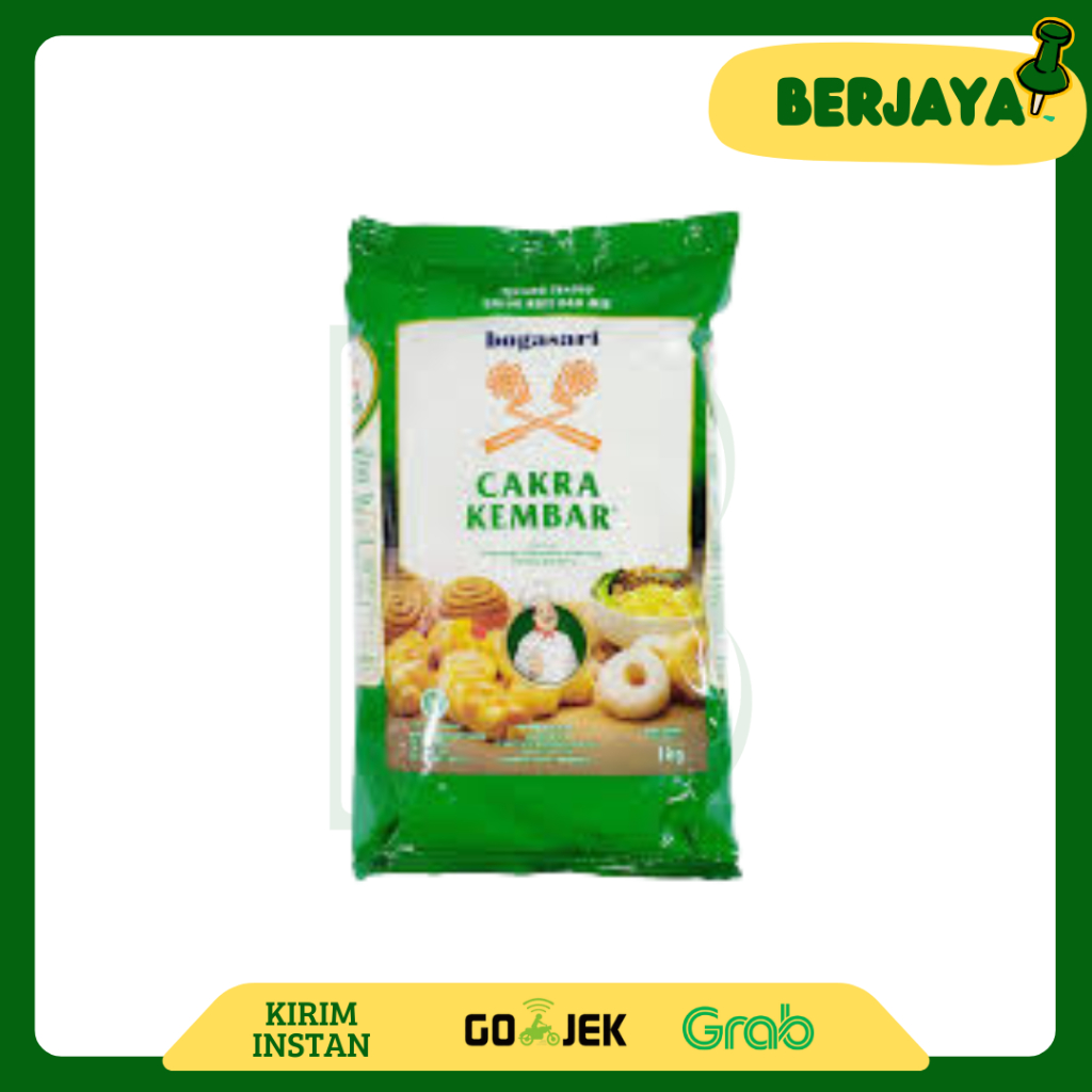 

Tepung Terigu / Tepung Gandum Merk Bogasari Cakra Kembar Premium / Tepung Cakra Kembar | 1 Kg
