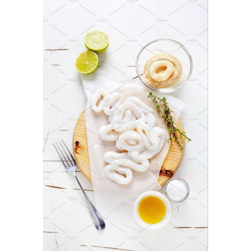 

CUMI RING - SEAFOOD SEGAR FROZEN FRESH BEKU KUPAS BERSIH MENTAH FLOWER TUBE BEKASI KG GRAM PREMIUM