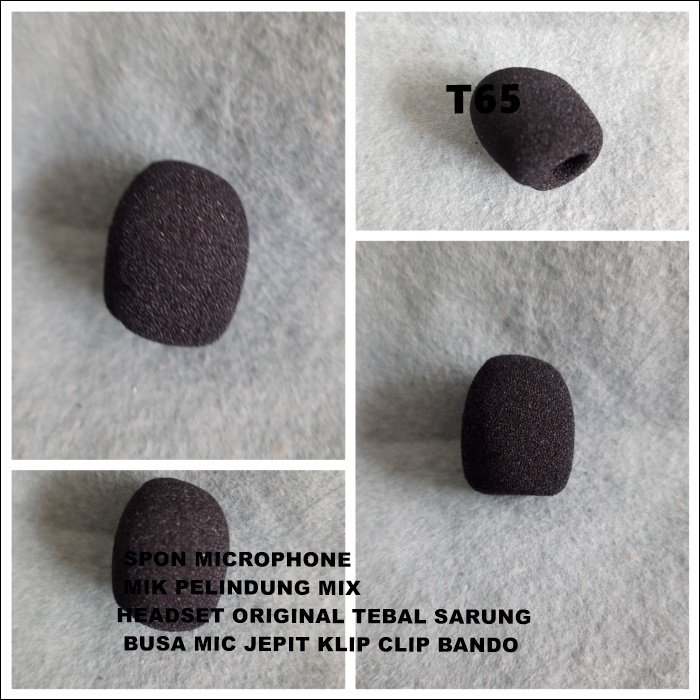 T65 BUSA MIC JEPIT KLIP CLIP BANDO HEADSET ORIGINAL TEBAL SARUNG MIK PELINDUNG MIX SPON MICROPHONE S