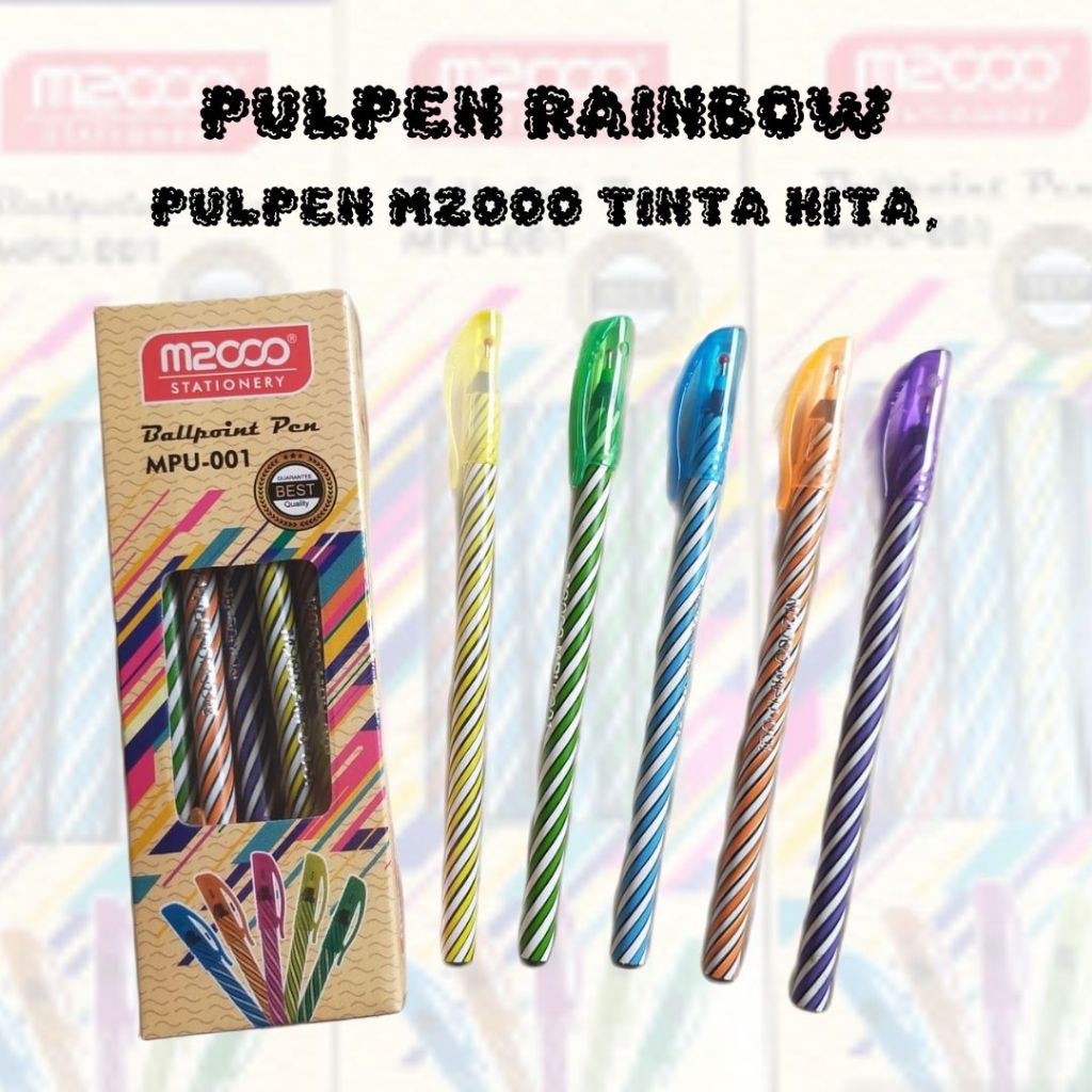 

Puplen Rauinbow Bolpoin M2000 Tinta Hitam Isi 12 pcs