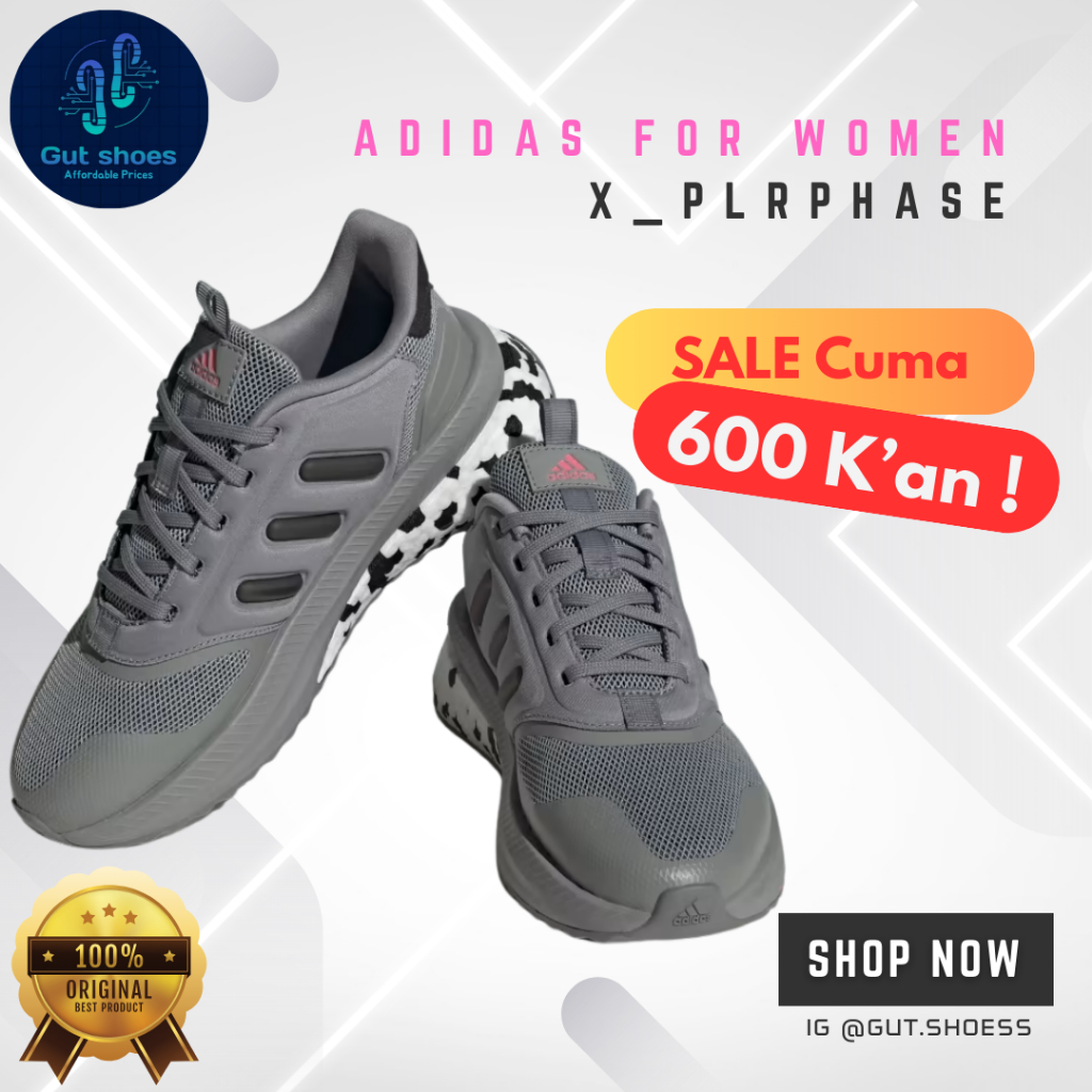 Sepatu  Sneakers Wanita Adidas X_PLRPHASE Shoes 100% Original From Adidas Official Store Grey Three