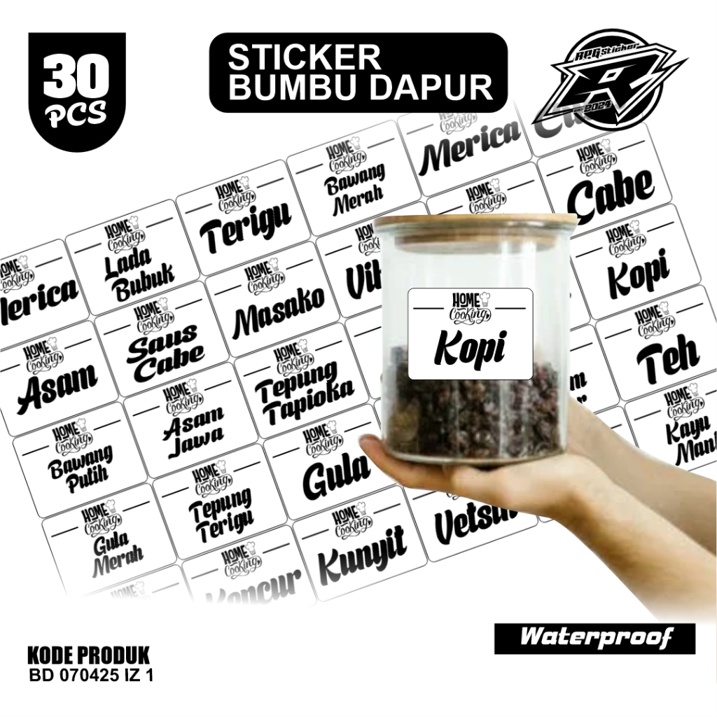 

Sticker Stiker Vinyl Bumbu Dapur waterproof 30 pcs