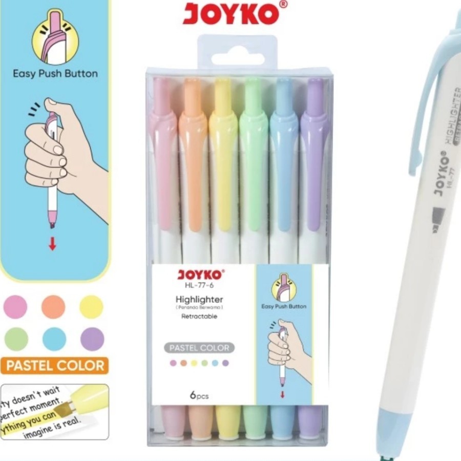 

Penanda Berwarna Joyko HL-77-6 Warna Pastel Isi 16 Dan 24