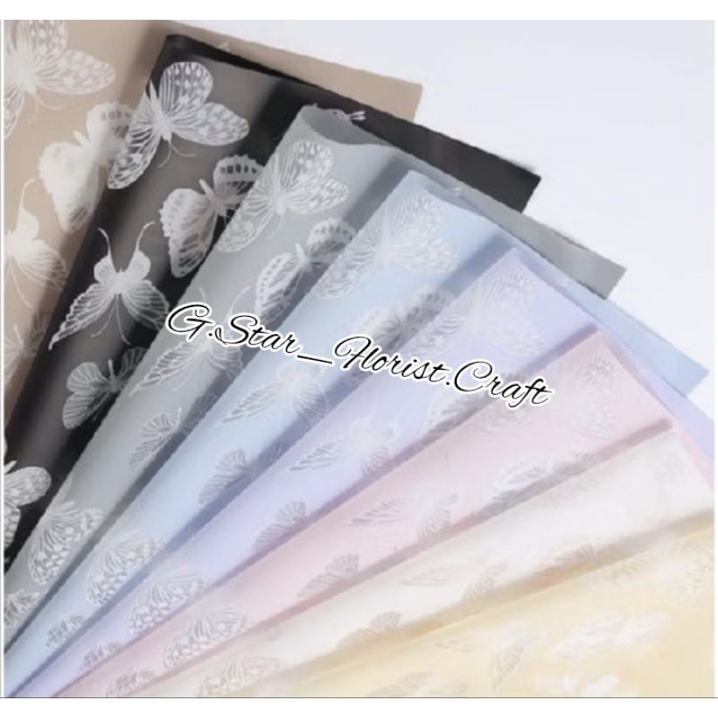 

free packing - Kertas Buket Motif Kupu-kupu - 1 Lembar Flower Wrapping Paper Butterfly