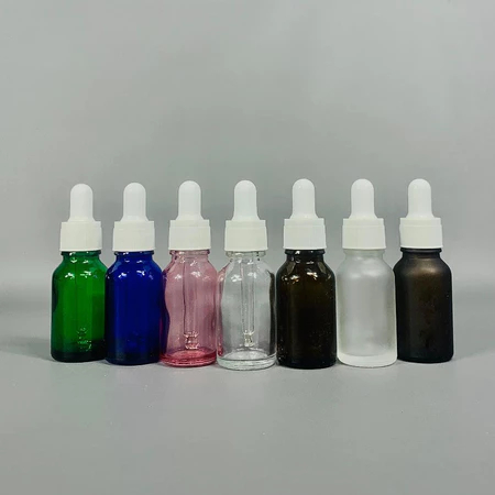Botol Kaca Pipet 15 Ml Ring Putih Non-Segel / Botol Pipet 15 Ml / Botol Serum 15 Ml