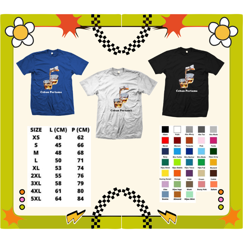 Kaos Distro Minuman murah meriah/Ceban Pertama/Sablon Murah