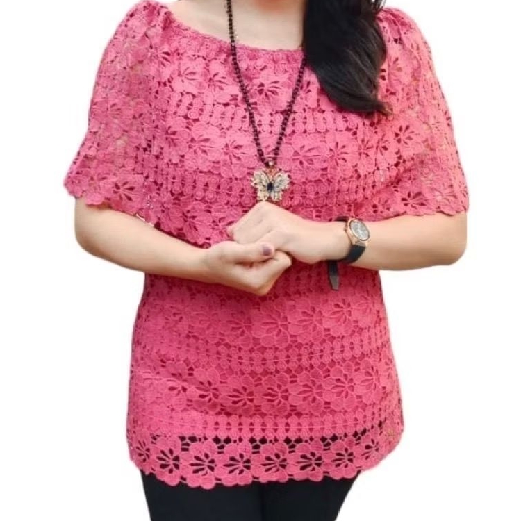 PROMO RealPict Baju/Atasan/BKK Brokat Sabrina(Pink)LD 100-120cm PB 60cm