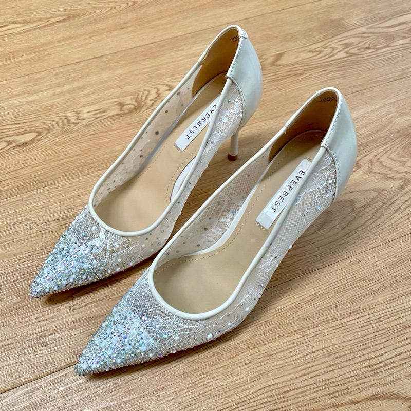 PRELOVED Everbest Visca Heels | Sepatu Pesta Wedding Wanita Pernikahan Mewah Elegant Putih Beige