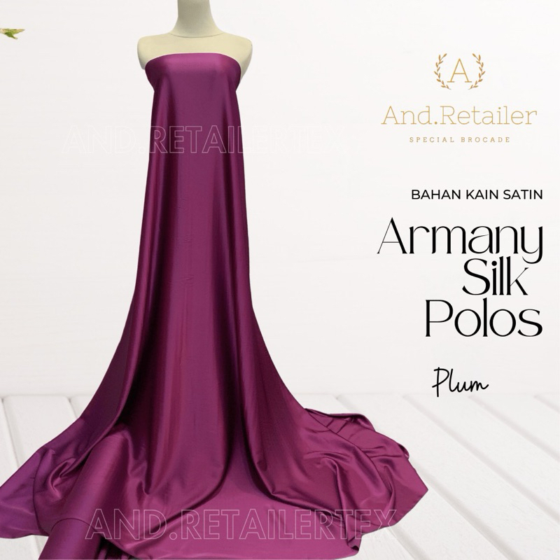 Bahan Kain Satin premium AARMANY Silk Original Warna Plum Ungu Terang