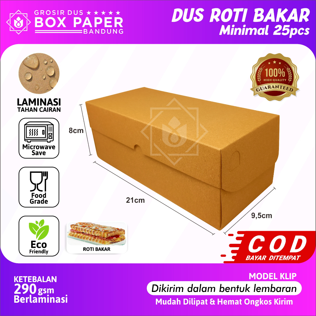 Dus Roti Bakar Bandung Box Kraft 290gsm Kotak Kue Brownies Donat Bomboloni