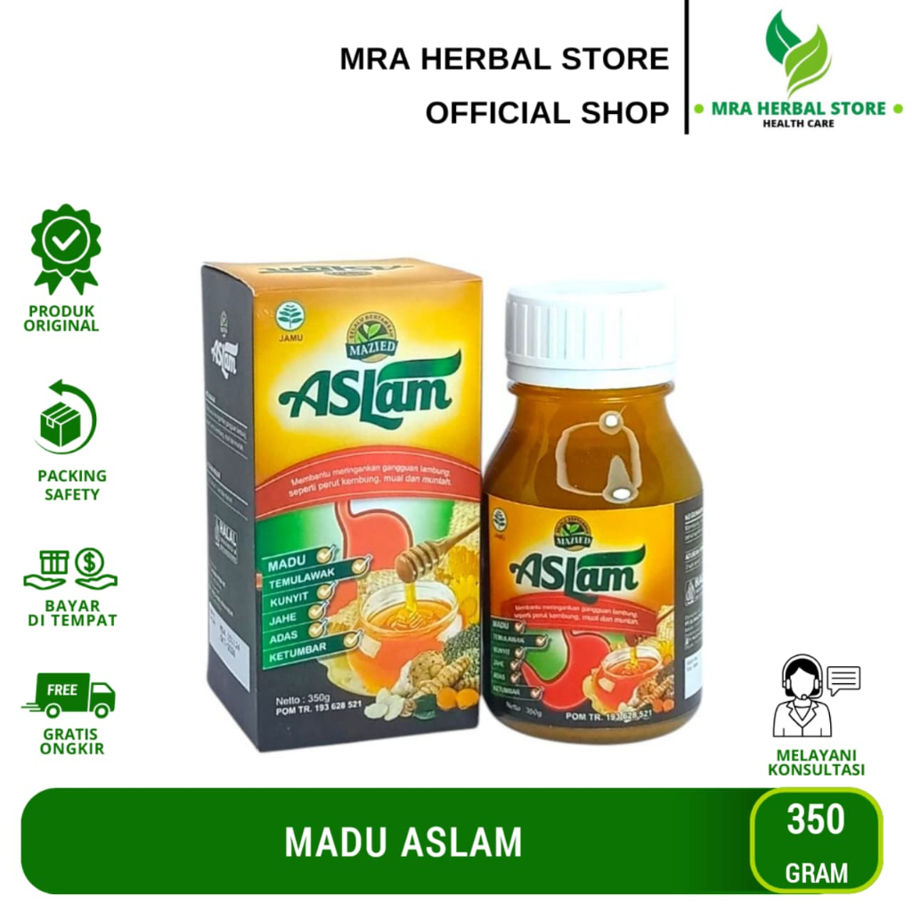Madu Aslam Mazied 350 Gr | Madu Asam Lambung | Madu Herbal Aslam Original
