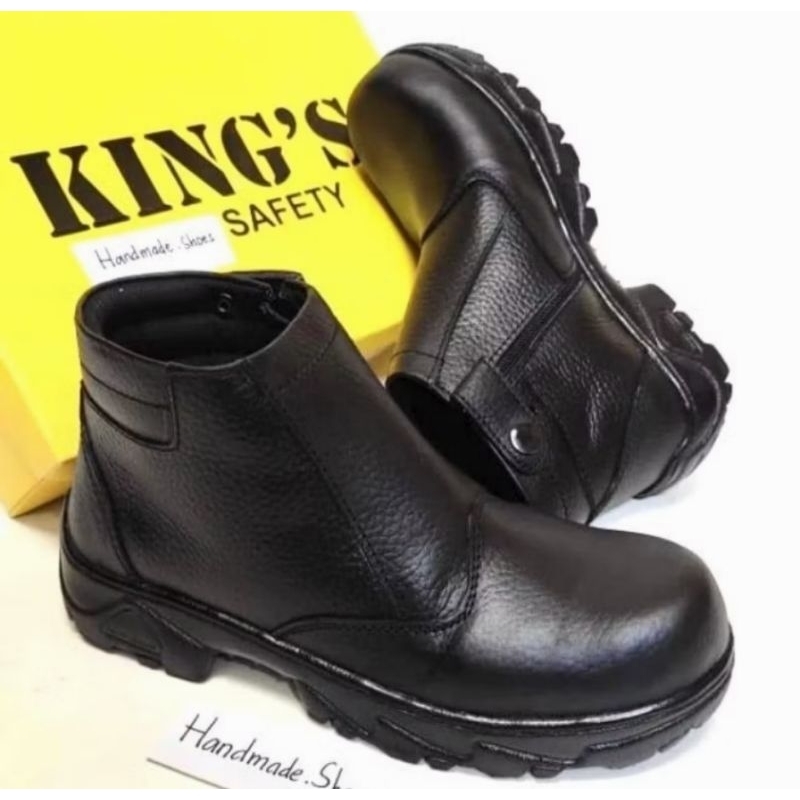 Sepatu Pria Safety Boot Resleting Kulit Asli