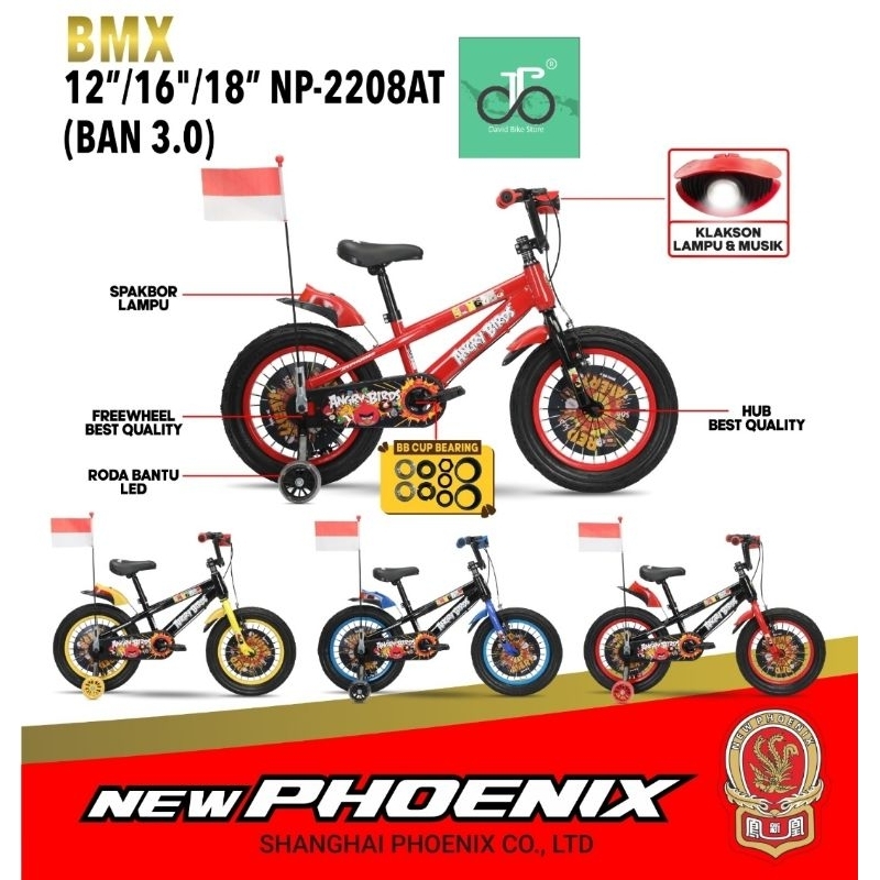 Sepeda anak bmx 16" New Phoenix NP 2208 AT (ban 3.0) Angry Bird by pacific