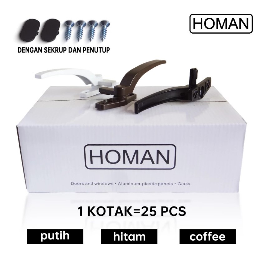 Gagang Jendela Aluminium Pegangan Jendela Kunci Jendela Aluminium Hitam Putih Cokelat