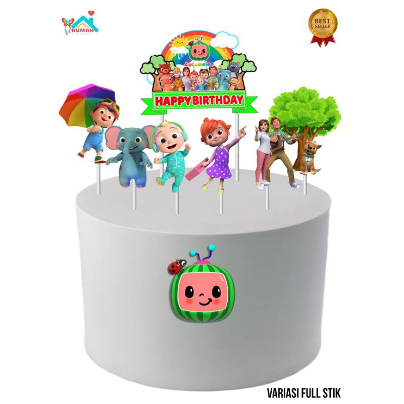 Topper Cocomelon, Topper cake, hiasan kue ulang tahun Topper karakter Cocomelon