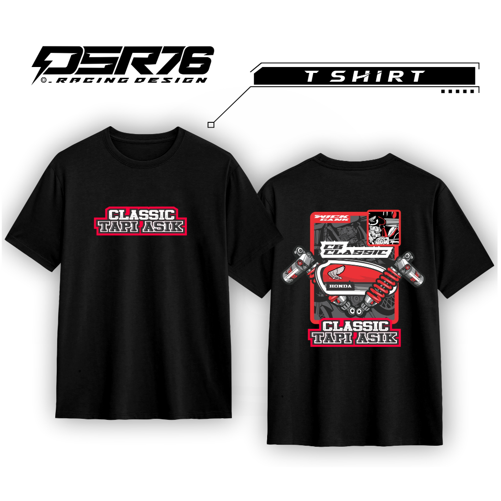 Kaos Motor Custom | Tshirt Bikers Touring Motif Motor Gede / Vespa / Cafe Racer