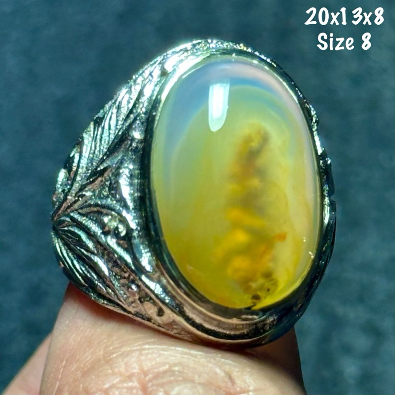 Cincin Batu Akik Natural Baturaja Sodo Lanang Karang Dalam Batu 3D Aquarium Kristal (asli alam)