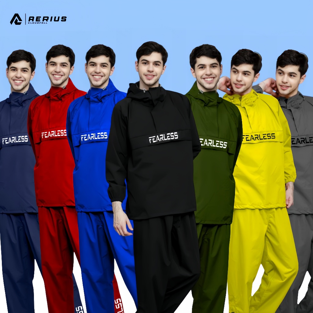Fearless Jas Hujan Pria Wanita Setelan Dewasa Anti Rembes / Jas Hujan