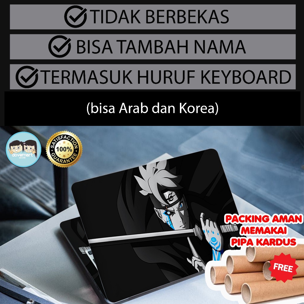 Garskin Laptop Stiker Anti Gores Full Body Naruto Custom 10 12 13 14 15 inch Universal Untuk Semua M