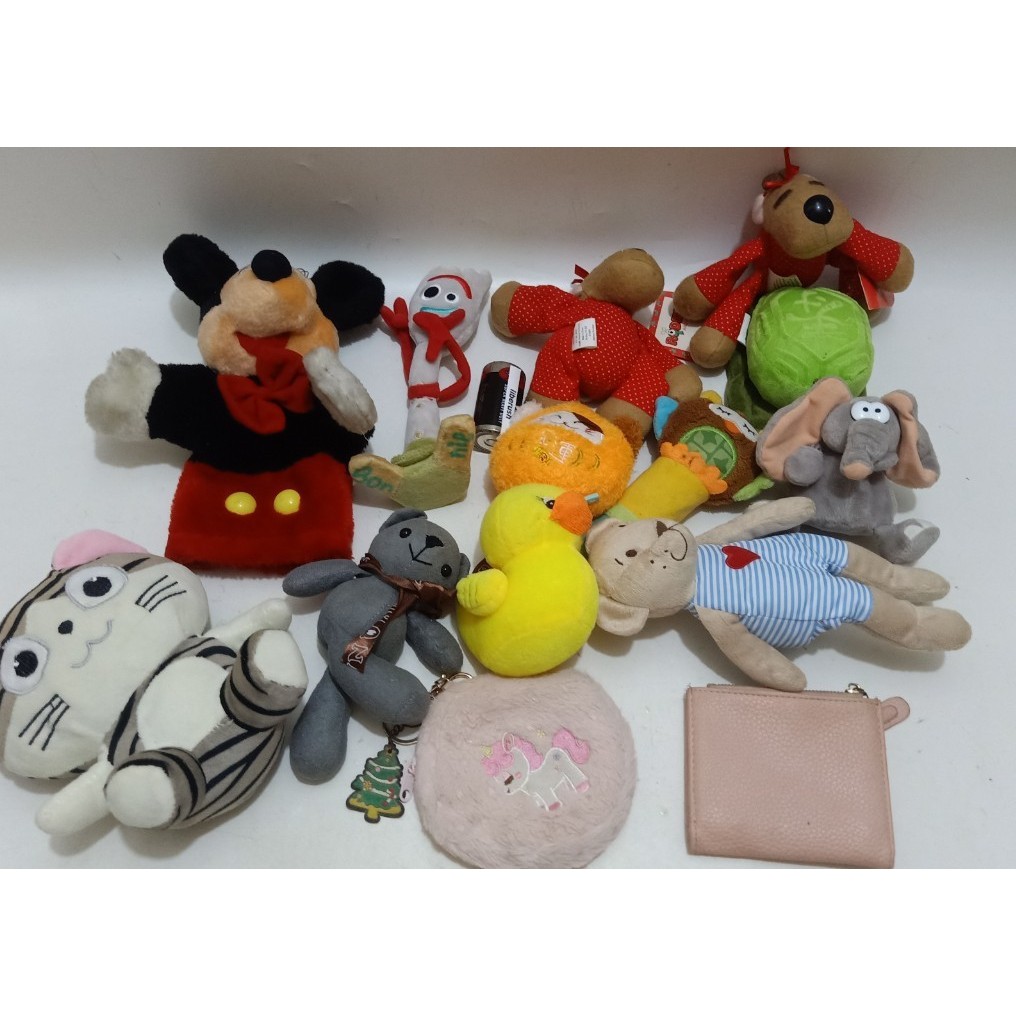 Set Disney toy story forky , mickey mouse , hallmark rodney reindeer plush doll boneka