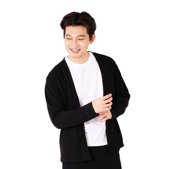 POSHBOY Cardiz Cardigan Hitam I Outer Pria Bermotif I Atasan Lengan Panjang I Korea Fashion