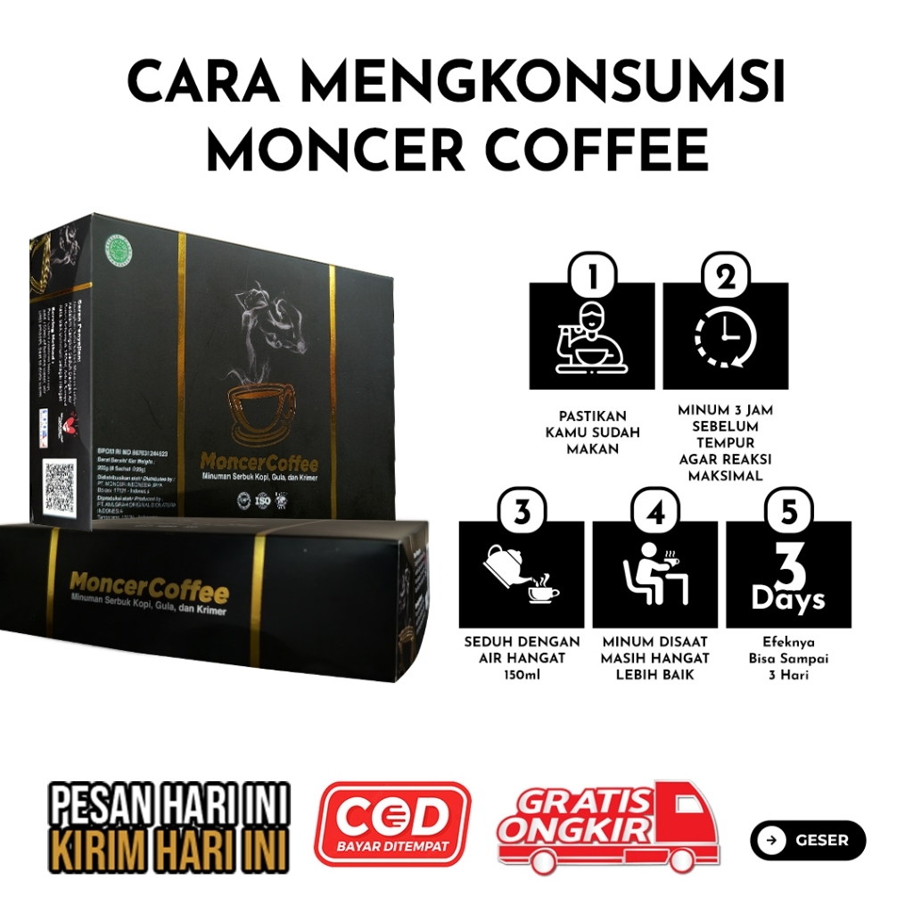 

KOPI MONCEER HERBAL STAMINA ORIGINAL BPOM (1 BOX Isi 8 Sachet) Kopi Kuat Ereksi Tapi Aman Dikonsumsi