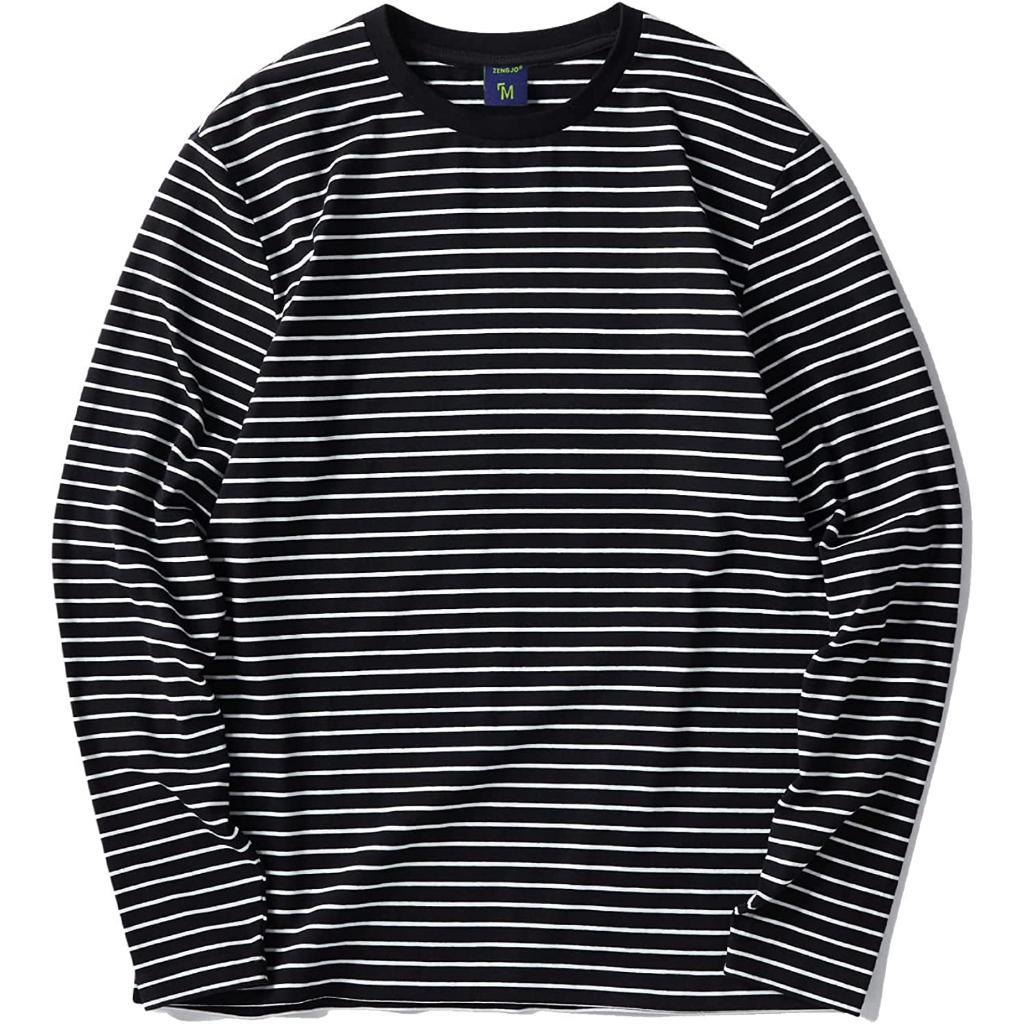 (NEW) Baju Kaos Stripe Hitam Putih Lengan Panjang Pria dan Wanita Unisex / Kaos Salur Lengan Panjang