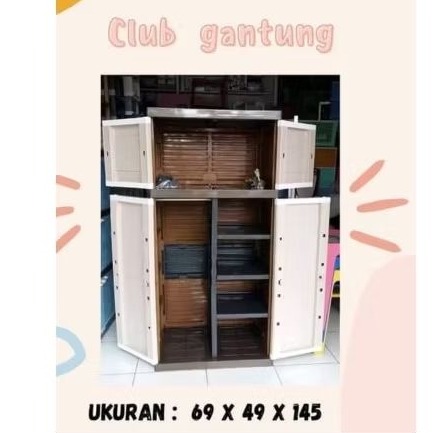 LEMARI PLASTIK GANTUNGAN / LEMARI BAJU / LEMARI PAKAIAN CLUB