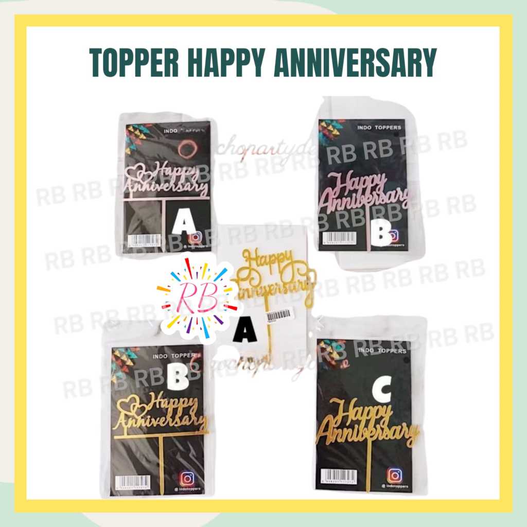 (1pc)Topper Happy Anniversary happy wedding Topper kaca Happy wedding engaged