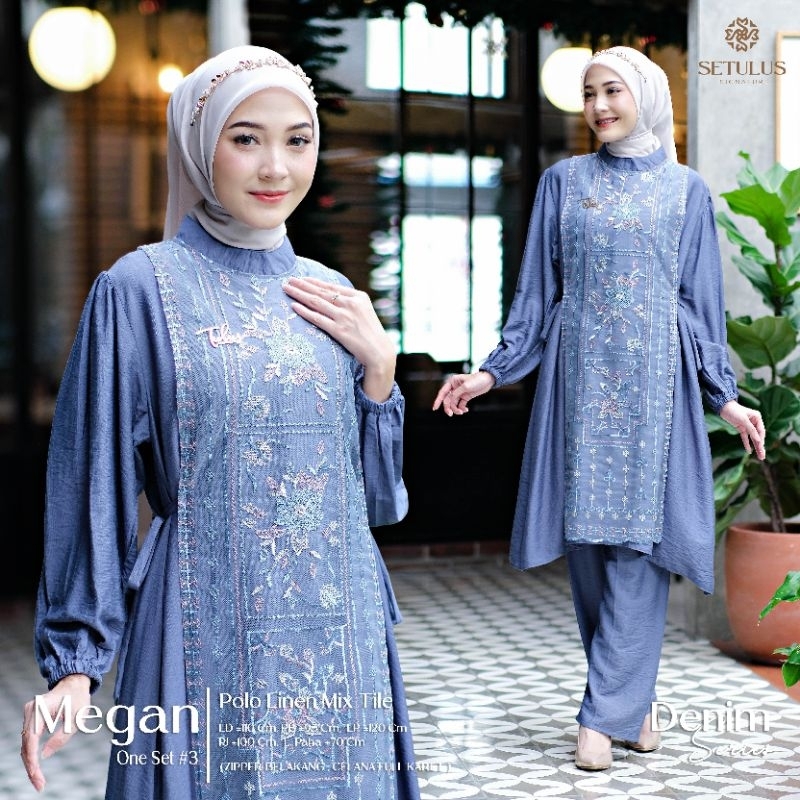 MEGAN SET ORIGINAL TULUS SIGNATURE // Setelan Tunik Wanita Bahan Polo Linen Mix Tile Kekinian Terbar