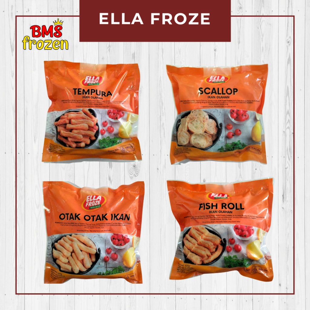 

BMS Frozen Mart | Ella Froze Bakso Ikan | Fishroll | Otak-Otak | Scallop | Tempura 200GR 400 GR
